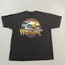Harley Davidson Pocket Shirt Mens L Washington DC Eagle Fat Boy Rules USA MADE *