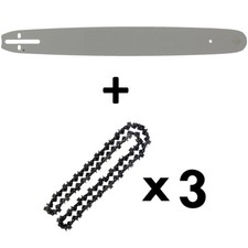 Guide 18 pouces (45 cm) avec lot de 3 chaînes 72 maillons pour tronçonneuse