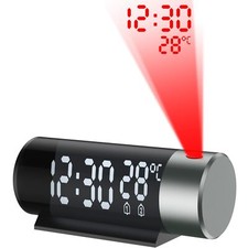 Reveil Projecteur Plafond Horloge Digitale Projecteur 180°Réveil Projection a...