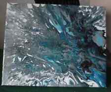 toile peinture acrylique bleu noir fluidart moderne decoration murale abstrait