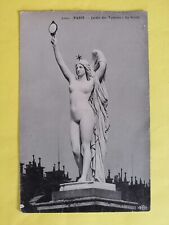 Old postcard 75 - Paris Garden of Tuileries statue sculpture THE TRUTH mirror naked woman