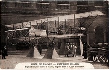 Old postcard - Campaign 1914-1915 - French biplan riddled with bullets - Army Museum