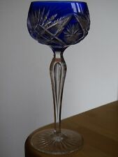 VAL ST LAMBERT ANTIQUE WINE GLASS ROEMER CRYSTAL DOUBLE COLOR HT 20 cm BLUE