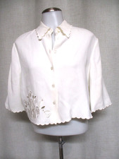 STELLA McCARTNEY off white floral cut out scallop  blouse shirt top Plus eu 40