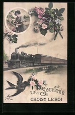 Old postcard Choisy-le-Roi, chemin de fer goes to the village a 1913 