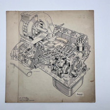 Original Autocar Illustration – Steyr V8 Air-Cooled Engine – 1951 by V.R. Berris
