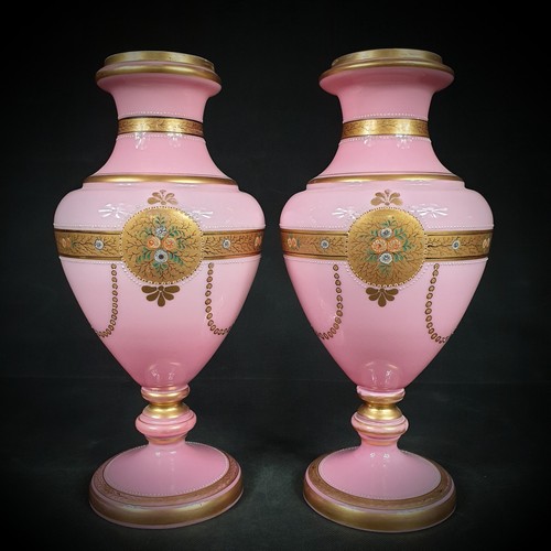 Pair french pink opaline - pair, of