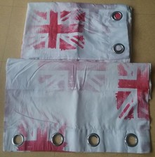 Paire De Rideau Blanc Et Rose Avec Oeillet Union Jack 240 x 140cm
