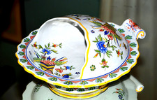 DESVRES — Fourmaintraux. | Chestnut dish (rare) earthenware, Rouen decor.