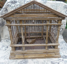 Cage à Oiseaux ancienne en forme de Temple bois peint Patiné début XX éme 41cm
