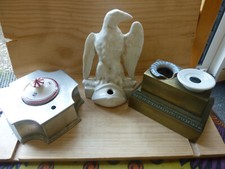 Lot of 3 Antique Porcelain Earthenware Inkwell Ink Ink Ink Pots Pen Holder Inkstand