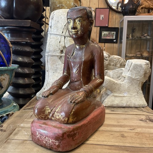 Statue birmane bois ancien - en,