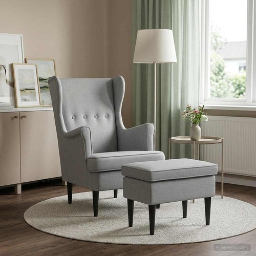 Fauteuil avec pouf - pc, tissu