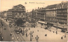 View of Tram, Cars And People At Place de Brouckère, Brussels, Belgium Postcard