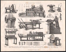 1870 Original Engraving Mechanical Industry Milling Cutting Machine Tools