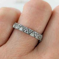 3Ct Trillion Cut Lab Created Diamond Women's Tringle Ring 14K White Gold Plated