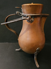 XIXe ou XVIIIe Ancien Coquemar Cuivre & Fer Forgé Picher Cuisine Dinanderie