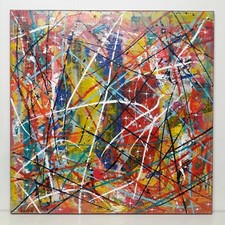 Acrylic painting SILVANO 80x80 cm POLLOCK 3 2022 wood frame abstract art