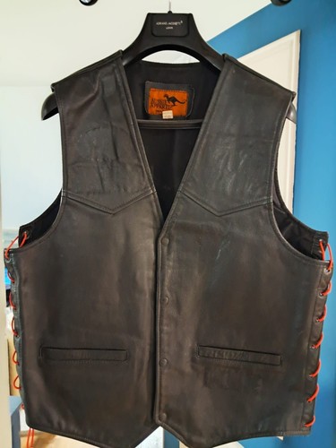 Gilet cuir biker - cuir, xl