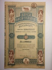 Romania Banca Dacia-Traiana Bearer Share Certificate Bucharest 500 Lei 1923