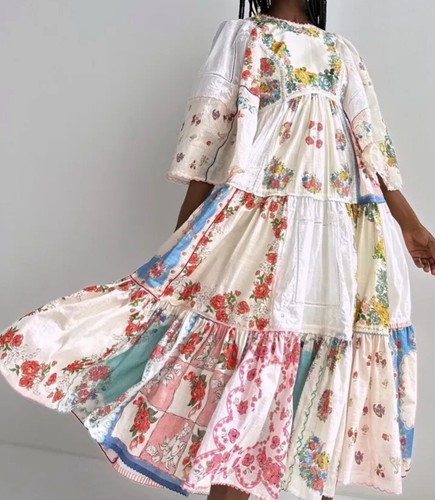Robe midi patchée trèfle