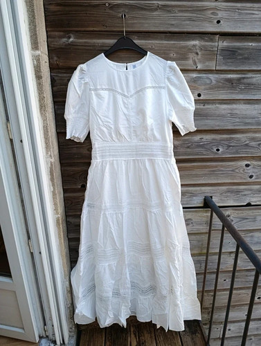 Robe longue blanche détails - blanche,