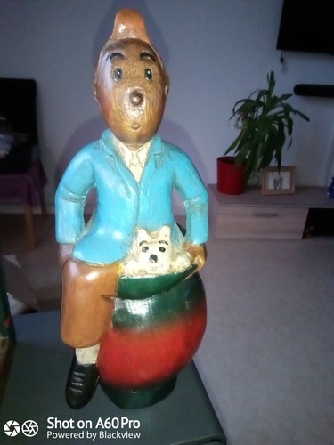 Statuette tintin bois lotus - statuette,