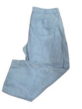 Size 8 (40 FR) Lulu Castagnette Cropped Wide Leg Pants Women Blue Linen