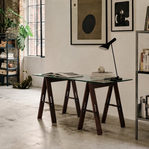 Table vintage bois cristal - table,