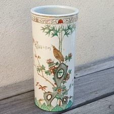 VASE OU PORTE CHAPEAU CHINOIS ASIATIQUE ANCIEN EN FORME DE ROULEAU  28X12cm
