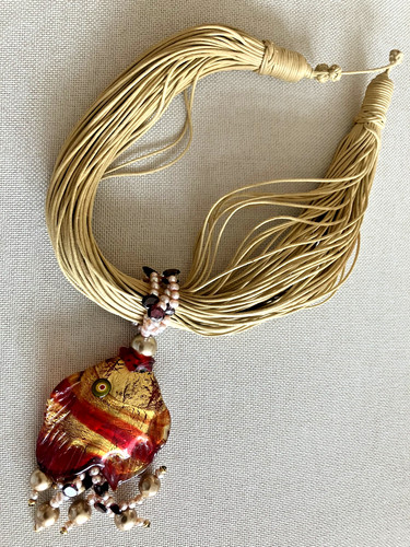 Ancien collier perles verre - perles,