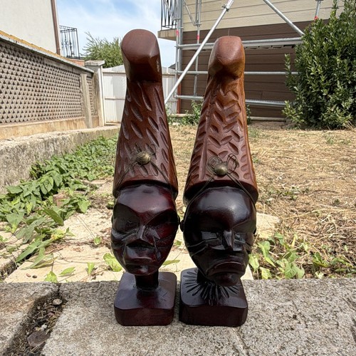 Paire figurines bois - paire, de