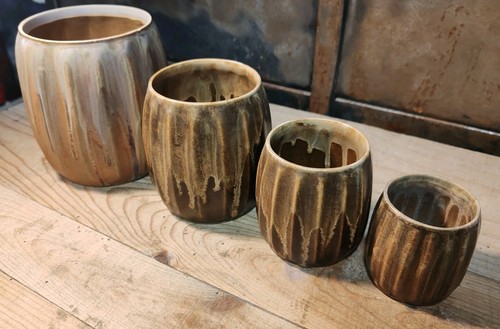 Pots grès xxe signé - x4,