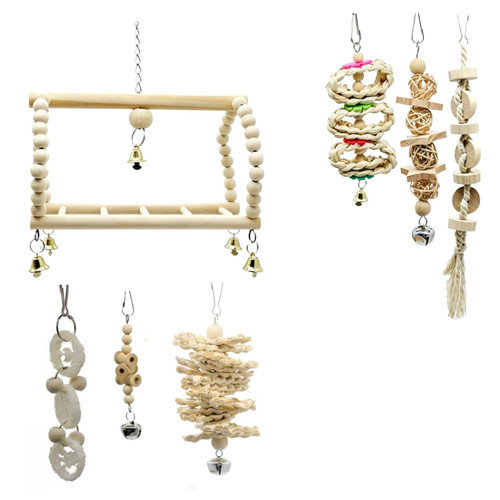 Lot jouets perroquet - en, bois