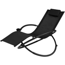 Chaise Longue à Bascule Orbitale Jardin Extérieure Confort et Relaxation Noir