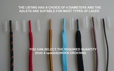 Clear Transparent Aglets Shoe Lace Tips Ends DIY Make & Repair VARIOUS DIAMETERS