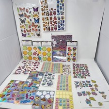 Lot of 400+ Stickers Owls Cupcakes Butterfly Bugs Hearts Foil Autocollants