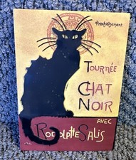 Le Chat Noir Sculpted Wall Decor Black Cat VTG Plaque French Art Rodolphe Salis