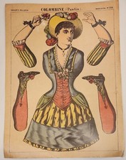 Colombine & Paillasse (Pantin)  D’epinal No. 1344 & 1343 France Rare Vintage Art