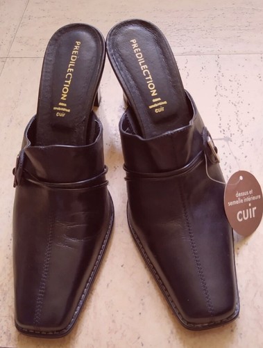 Mules sabots noirs cuir - noirs,