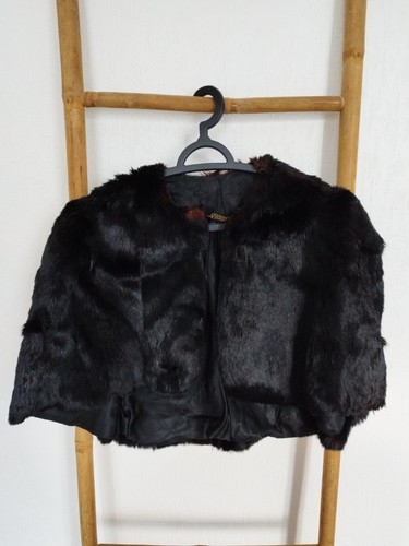 Cape noire vintage fourrure - noire, en
