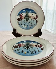 Villeroy & Boch Naif Christmas Porcelain 4 Salad Plates 8 1/4" Luxembourg 2nds