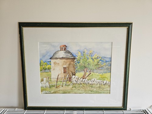 Tableau aquarelle pigeonnier - tableau,