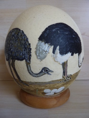 Oeuf autruche décoré - oeuf, décoré,