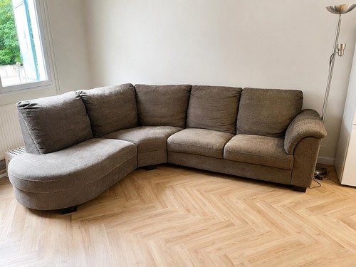 Canapé angle marron gris - d'angle, marron/gris