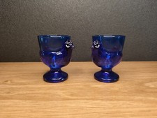 Vintage 2 Blue Cupcups, "The Old Pané" Chicken Shaped, Arques Glassware