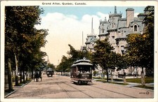 Grand Allee Quebec Tramway Streetcars Postcard QC