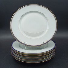 LIMOGES - 6 ASSIETTES PLATES PORCELAINE ANCIENNE MANUFACTURE ROYALE Bleu Or lot1