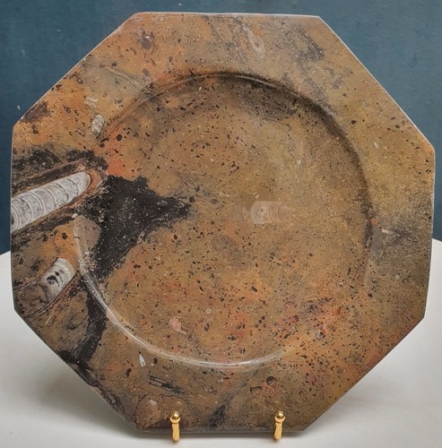 Assiette octogonale marbre - assiette, en