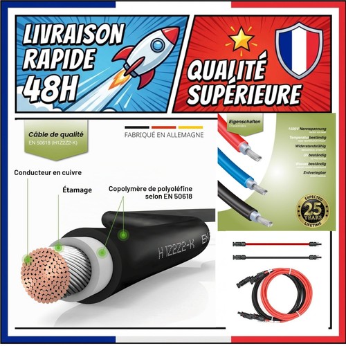 Câble solaire mc4 - mc4, 6